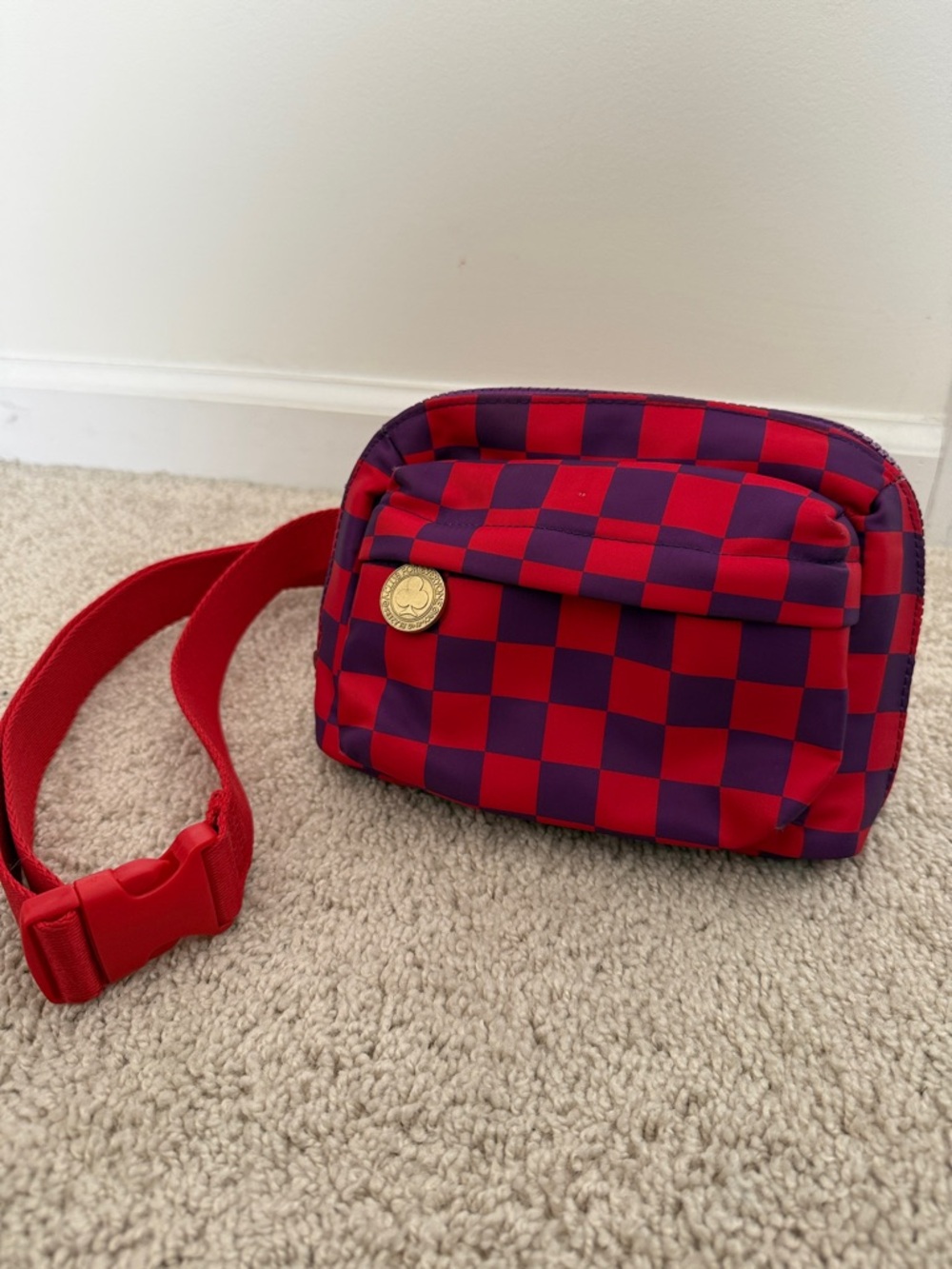 Rowing Blazers Red and Purple Checkered Crossbody Bag